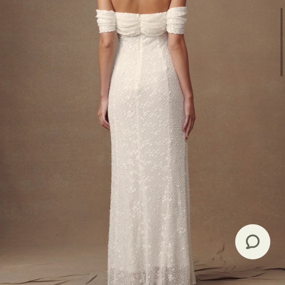 Meshki White Off-Shoulder Puff Sleeve Gown